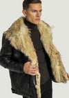 Marvin Men's Leather Jacket With Natural Fur | Noir